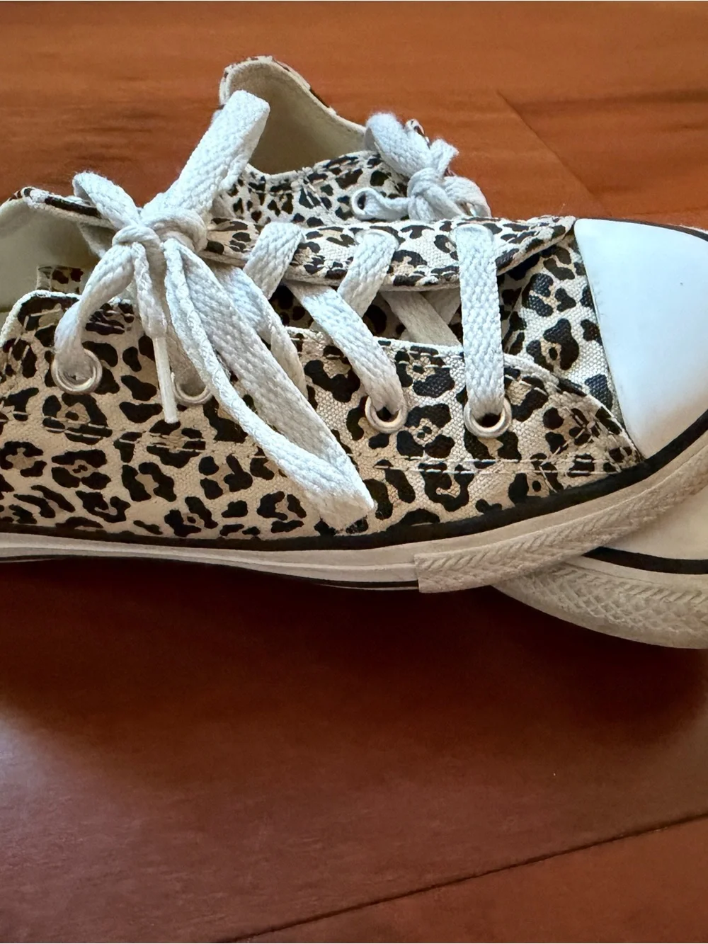 Converse All Star Girls Leopard Print Canvas Sneakers - size 2
